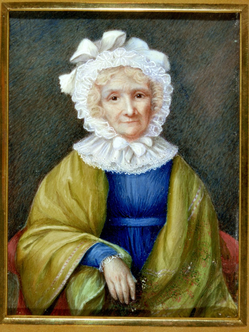 Retrato em miniatura de Hannah More (1745-c.1833) (aquarela sobre marfim) de School English