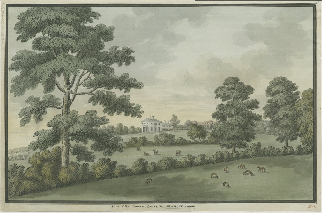 Needwood - Brickley Lodge: pintura aquarelada, nd [c 1786] (pintura) de School English