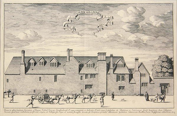 Novum Hospitium em 1369 (gravura) de School English