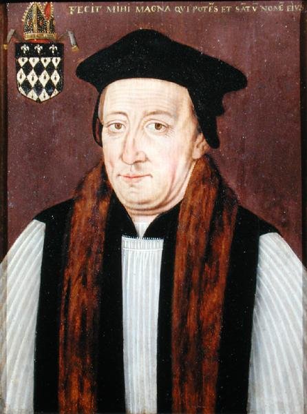 Retrato de William de Waynflete, Bispo Wayneflete (óleo sobre painel) de School English