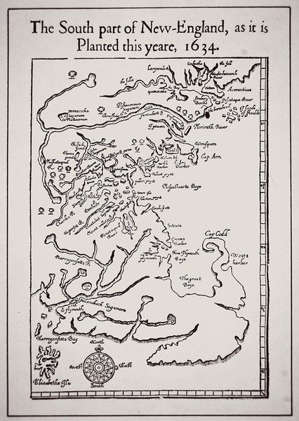 Parte Sul da Nova Inglaterra como é plantada este ano 1634 (litho) de School English