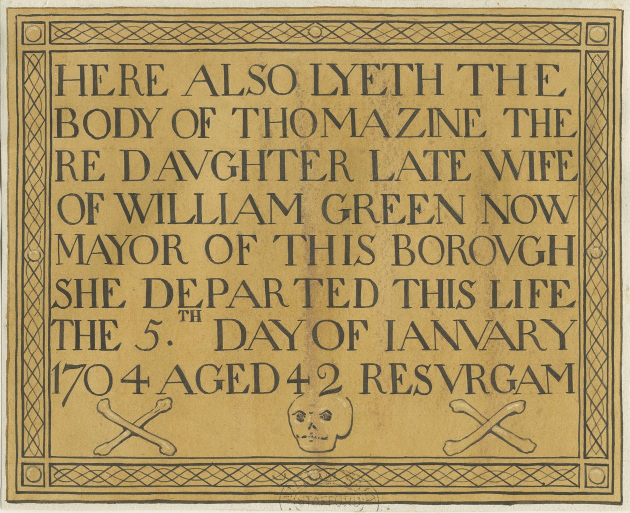 Stafford - lápide de latão na Igreja de Santa Maria: desenho, nd [ 19º cent] (desenho) de School English