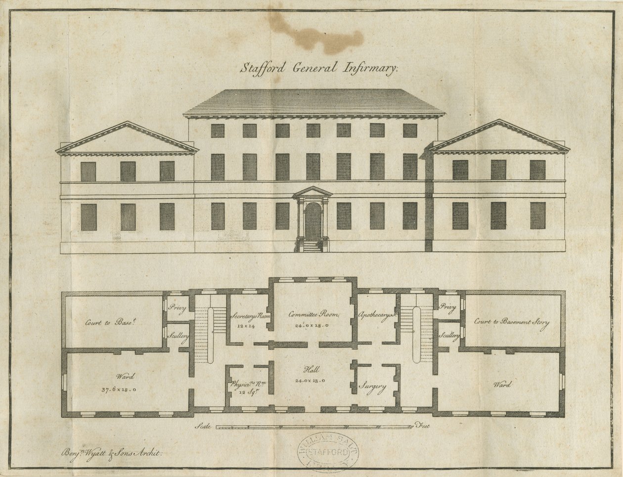 Stafford - County General Infirmary: desenho a caneta, nd [final do século XVIII] (desenho) de School English