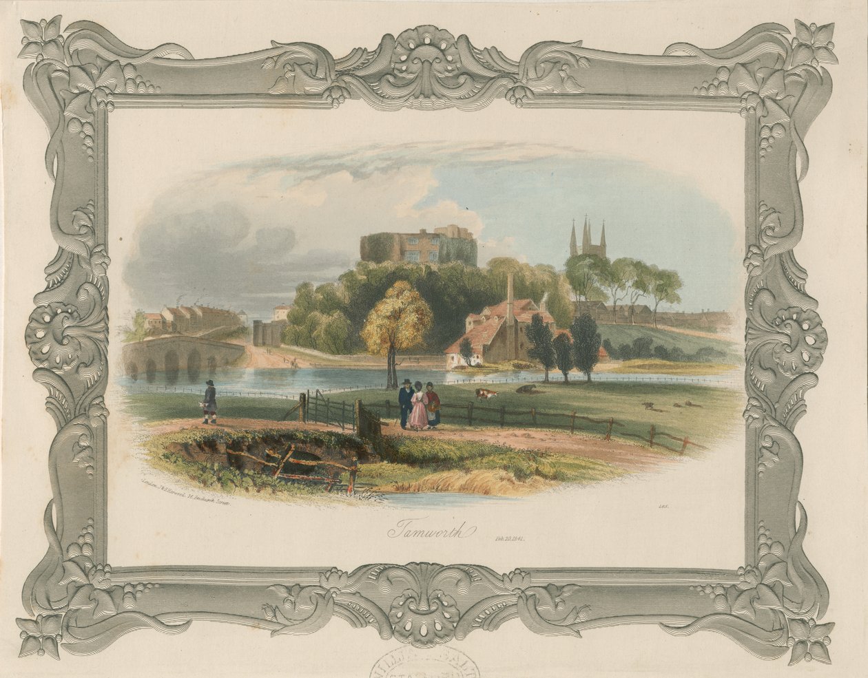 Castelo de Tamworth: gravura em aço (cor), nd [c 1841] (estampado) de School English