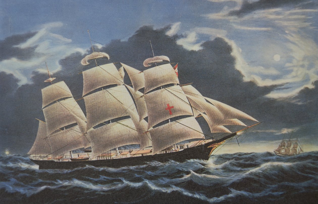 O Centurião em que o Almirante Anson fez a sua viagem de 1740-44 à volta do mundo (cor litho) de School English