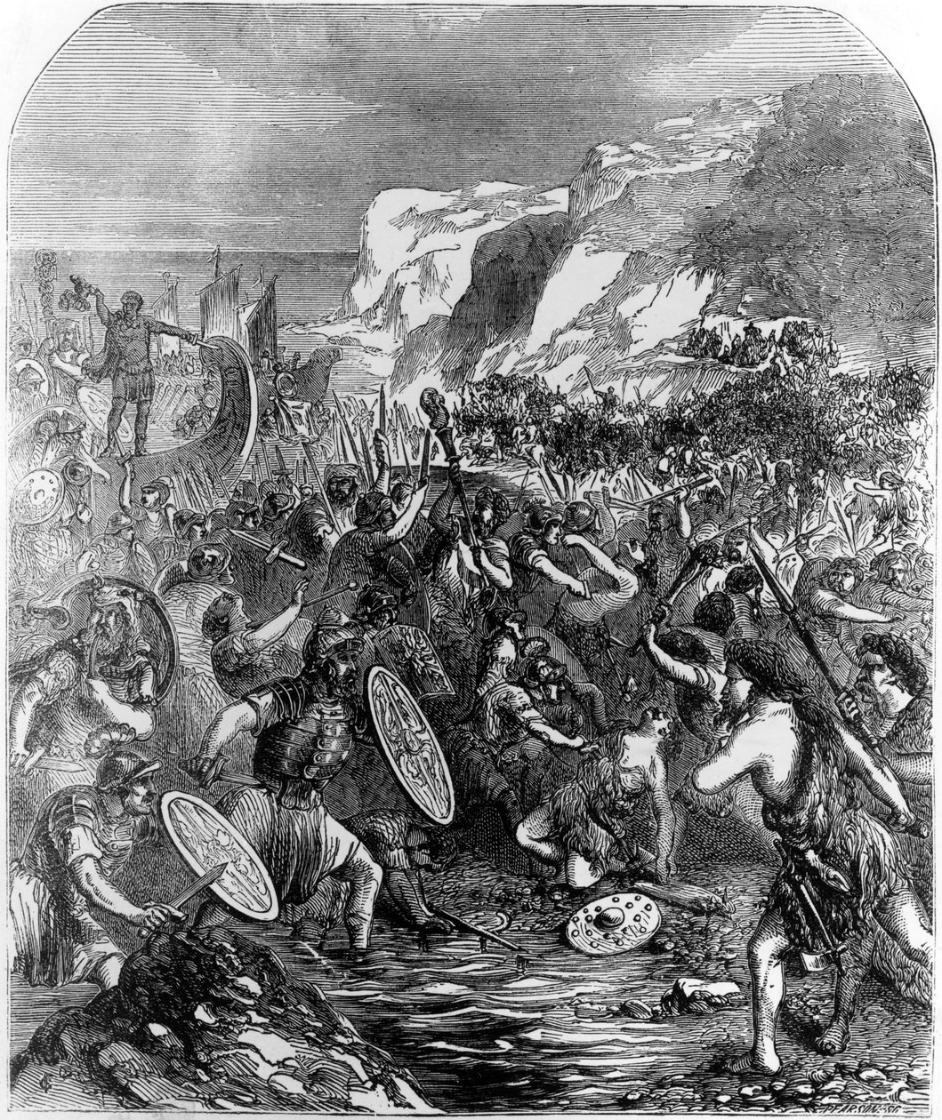 O desembarque de Júlio César (100-44 AC) em 55 AC de School English