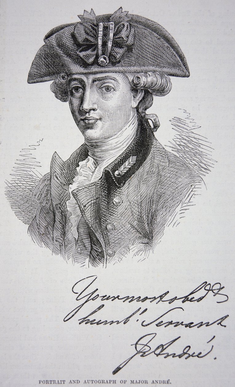 O retrato e o autógrafo do Major John Andre (litho) de School English