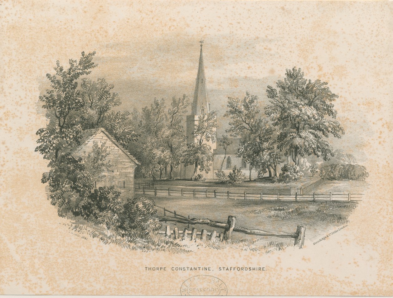 Igreja Thorpe Constantino: litografia (vinheta) de School English