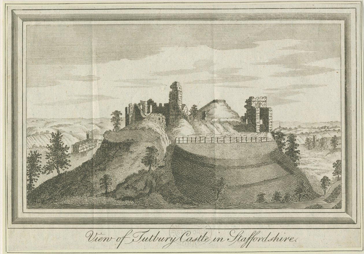 Castelo de Tutbury - Vista Leste: gravura, nd [1731] (imprimir) de School English