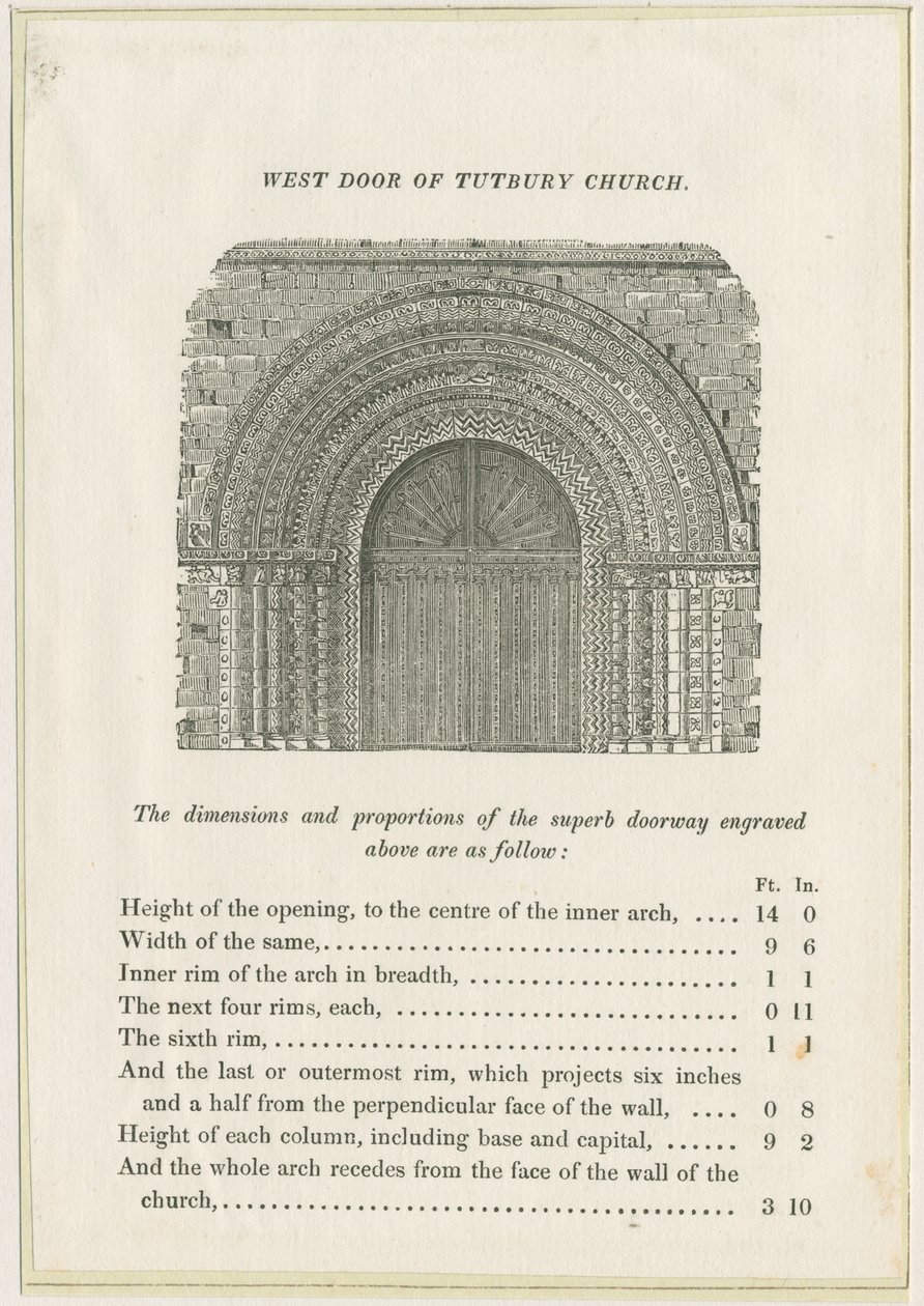 Igreja do Priorado de Tutbury: Porta Oeste: gravura, nd [c 1832] (imprimir) de School English