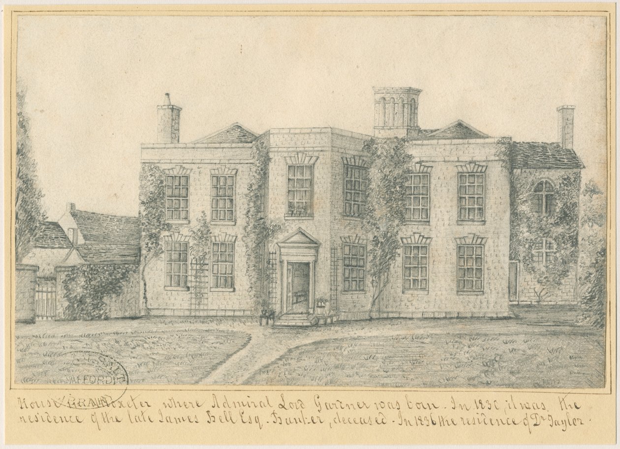 Cidade de Uttoxeter - Local de nascimento do Almirante Lord Gardner: desenho a lápis, nd [?meados do século XIX] (desenho) de School English