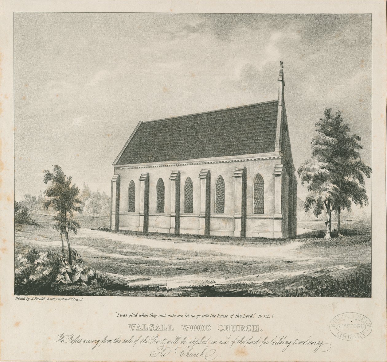 Igreja Walsall Wood: litografia, nd [?19 cent] (estampado) de School English