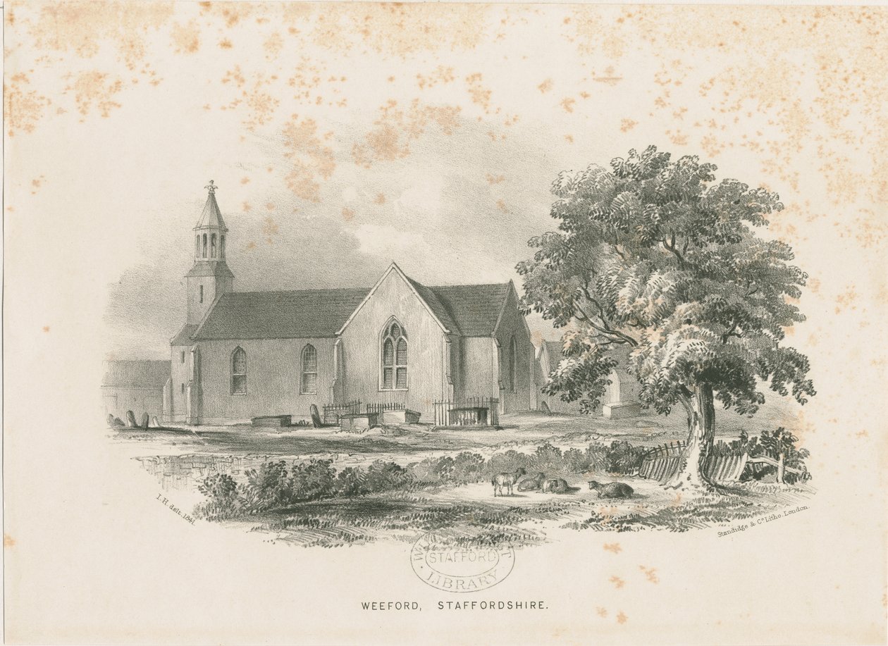 Igreja de Weeford: litografia de School English