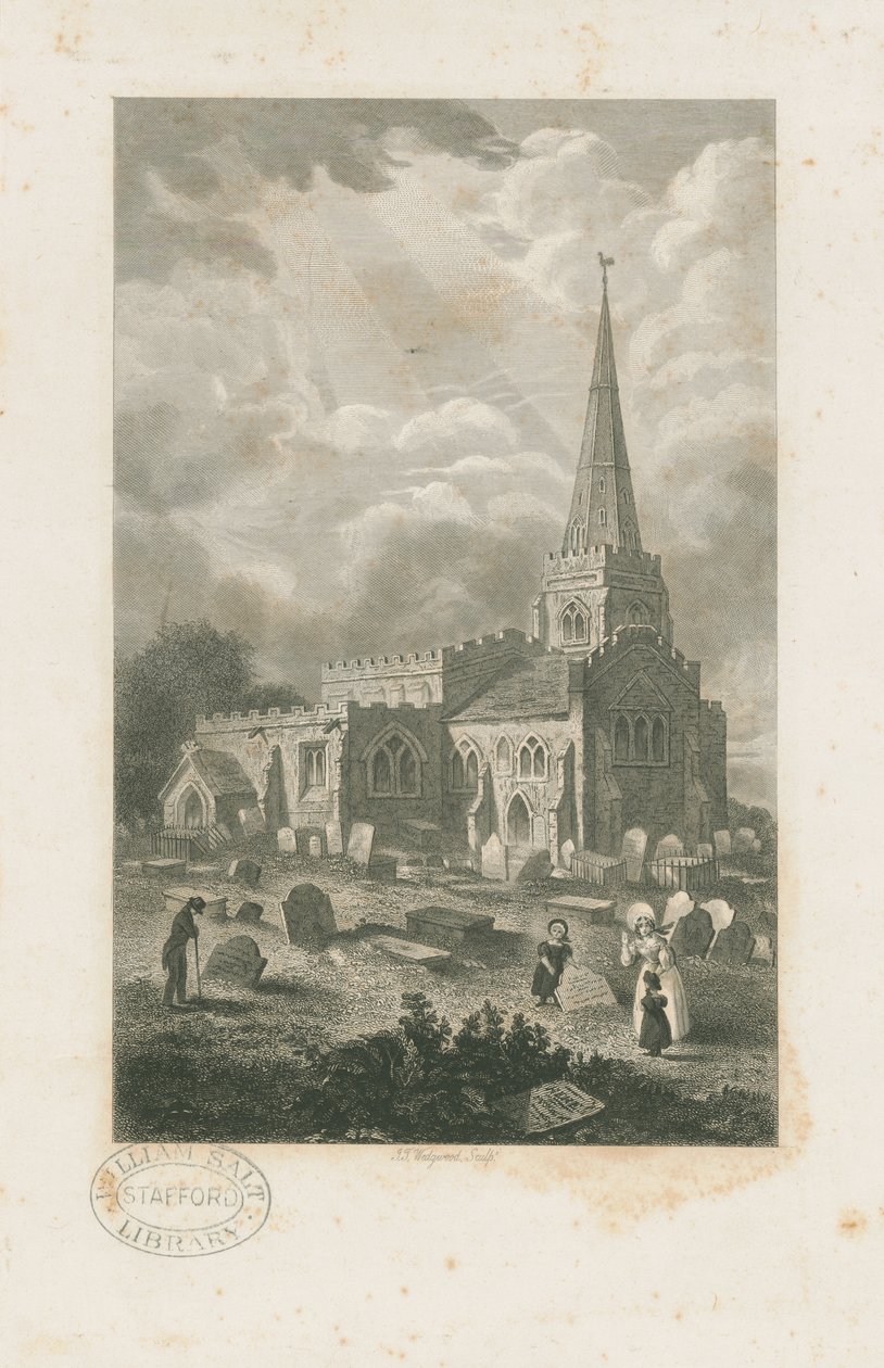 Igreja Wolstanton: gravura, nd [?19 cent] (imprimir) de School English