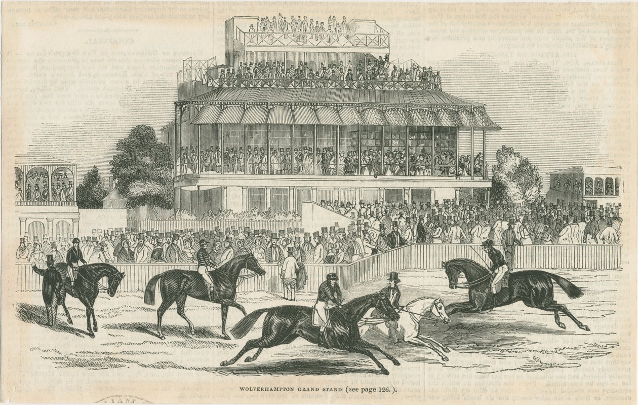 Wolverhampton - Grand Stand: xilogravura, nd [c 1844] (imprimir) de School English