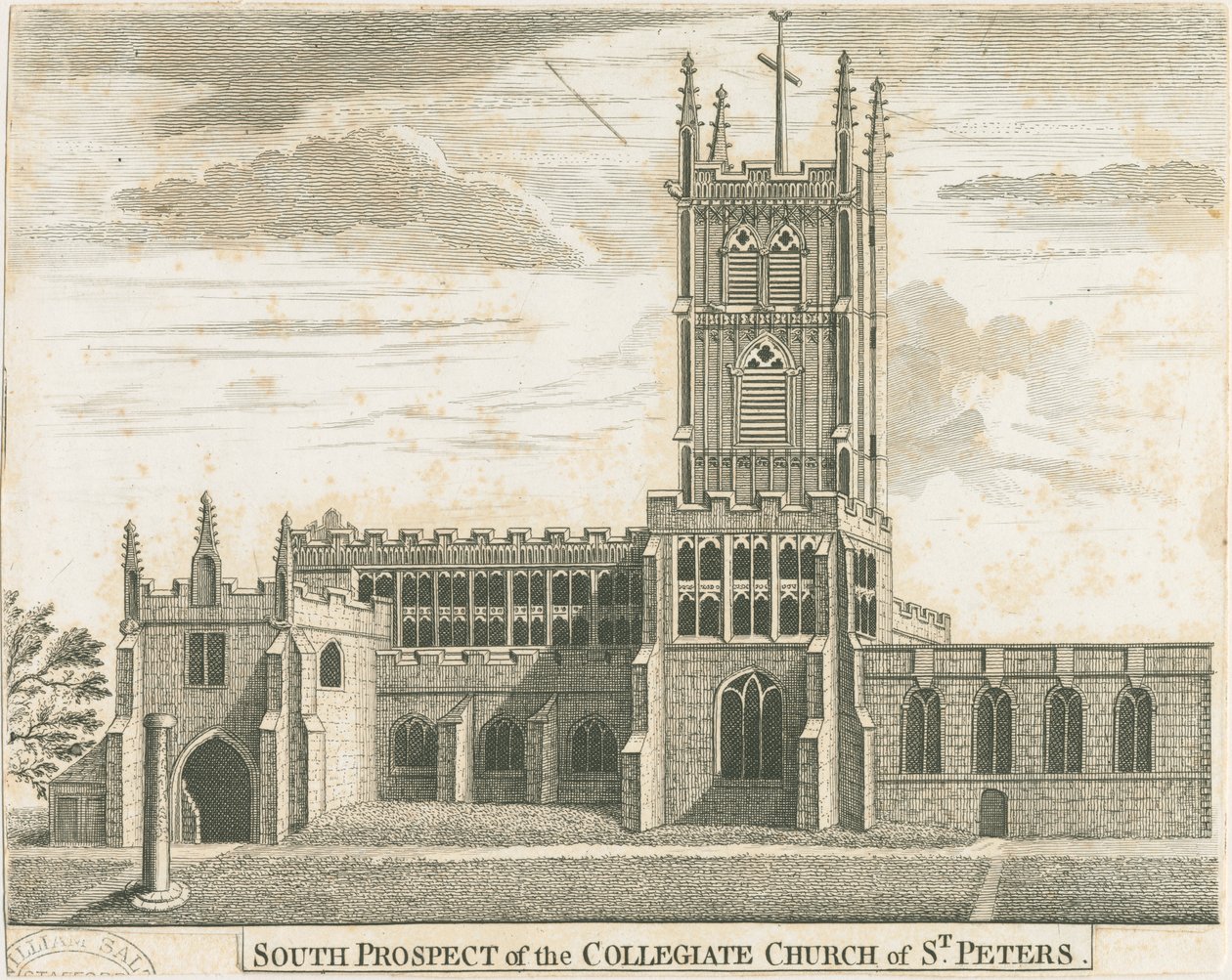 Wolverhampton - Igreja de São Pedro: gravação em chapa de cobre, nd [c 1750] (imprimir) de School English