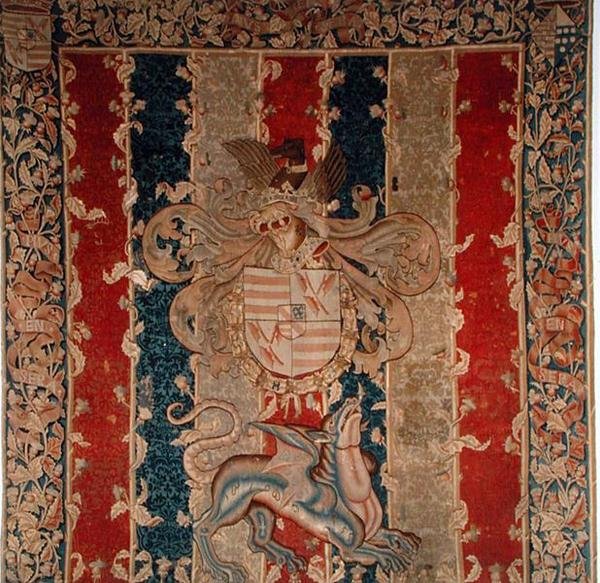 O escudo de armas Croy-Melun (tapeçaria) de School Flemish