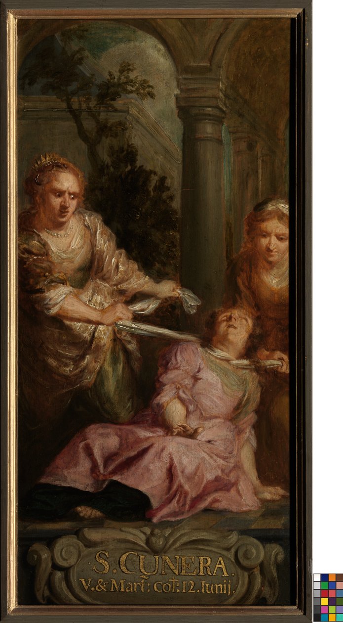 O Martírio da Santa Cunera (óleo sobre tela) de School Flemish