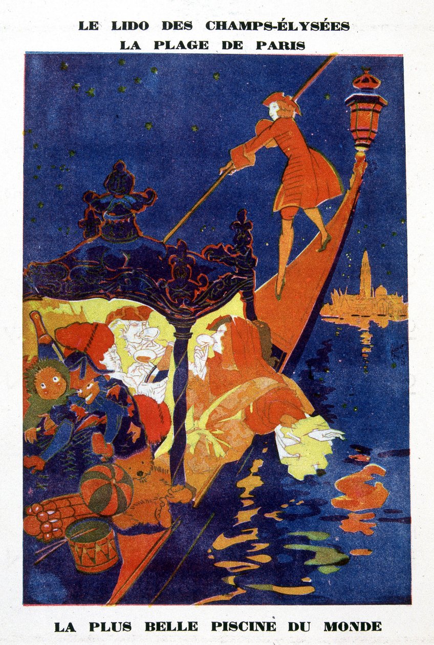 Cartaz publicitário para o cabaret du Lido nos Campos Elísios, Paris. de School French