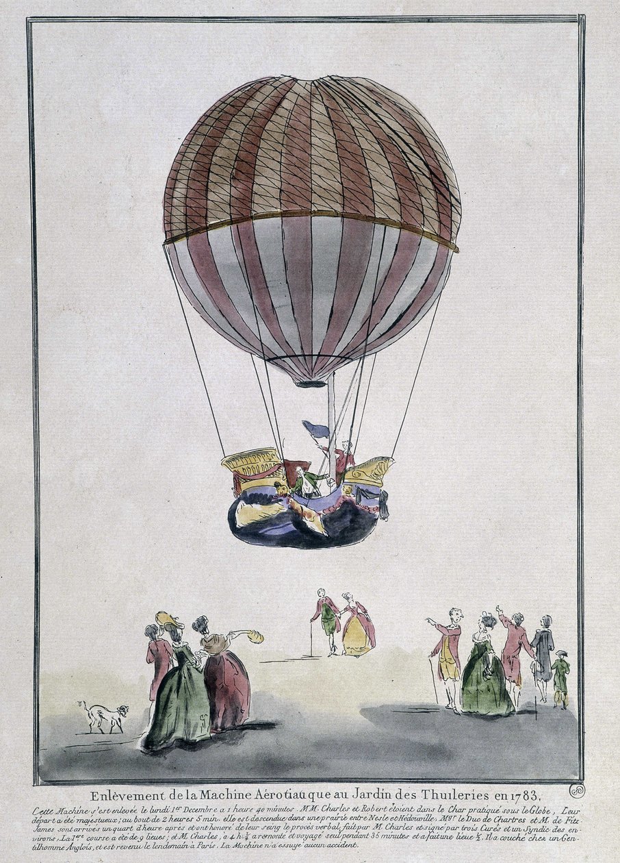 Remoção de máquinas aerostáticas no Tuileries Garden em 1783 de School French