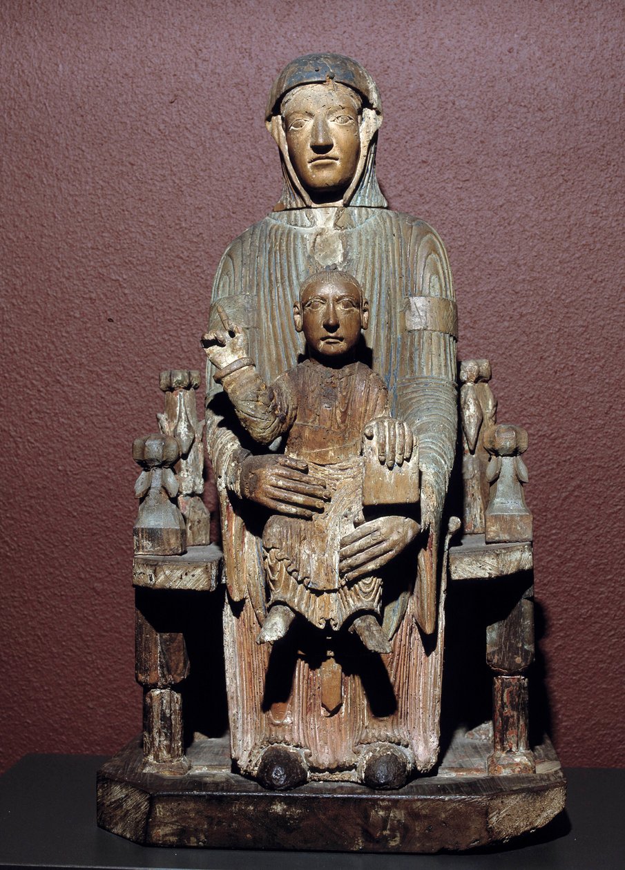 Arte França: Virgem em majeste carvalho esculpido (Auvergne), Idade Média. Riom, Musee Francisque Mandet de School French