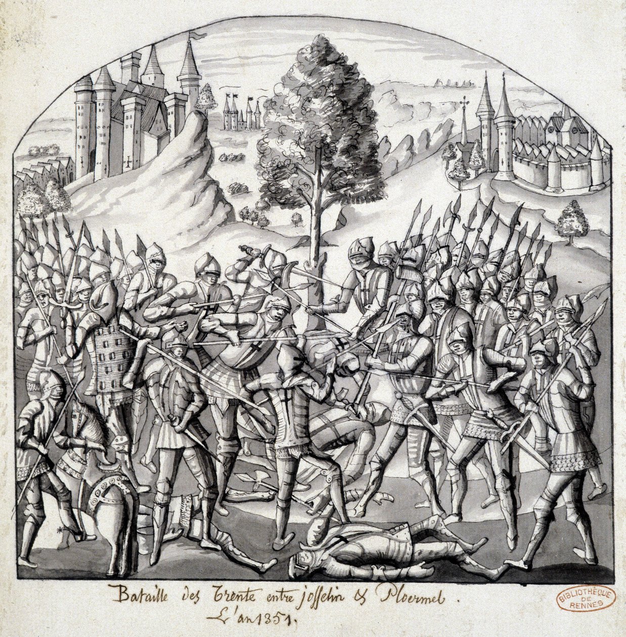 Batalha do Trento entre Josselin e Ploermal, no ano de 1351 de School French