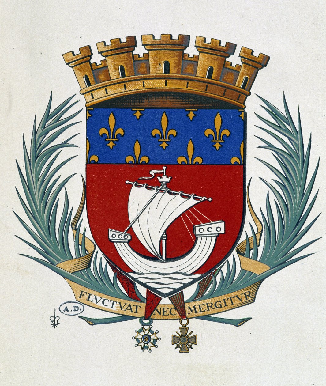 Blazon de Paris "Fluctuat Nec Mergitur" (Fluctuat Nec Mergitur) de School French