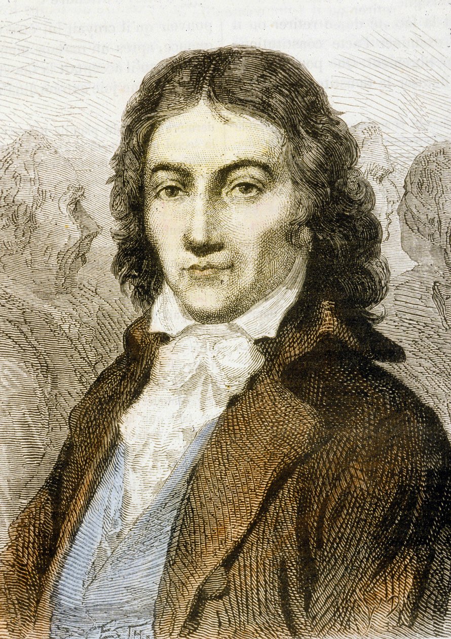 Camille Desmoulins (gravura colorida) de School French