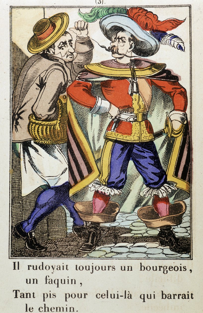 Capitão Fracasse: "Ele sempre rodeou um burguês..." romance de Theophile Gautier (1811-1872) - Imagem de Epinal de School French