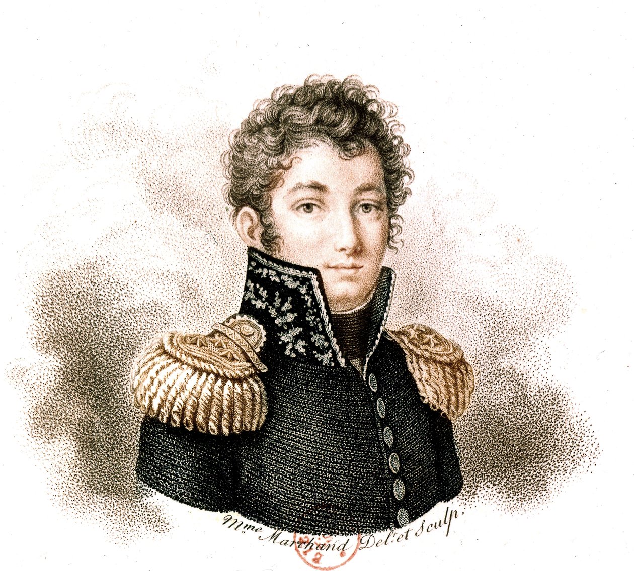 Charles Merchior-Arthus Marquis de Bonchamps (gravura a cores) de School French