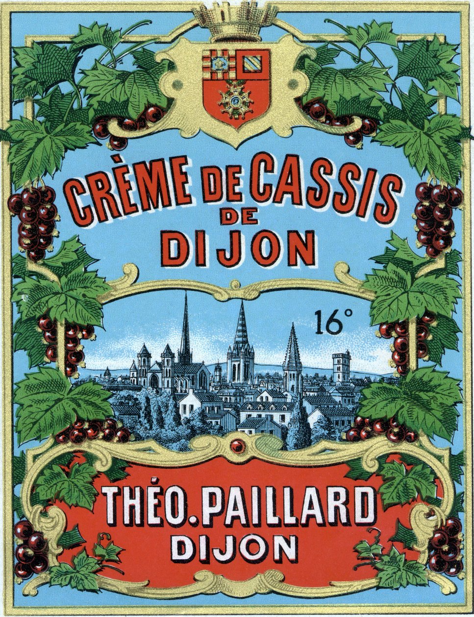 Etiqueta de creme de groselha preta Dijon. de School French