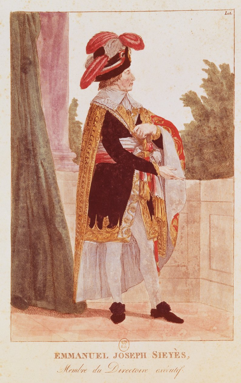 Emmanuel Joseph Sieyes (1748-1836) Século 18-19 (gravura a cores) de School French