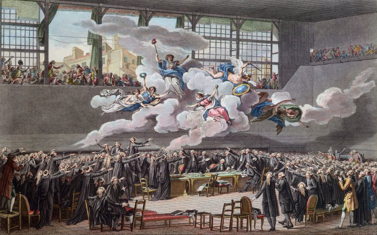 Eevolução Francesa (1789-1799): O Juramento do Jeu de Paume em Versalhes, em 20 de Junho de 1789 (revolução francesa; Juramento do Tribunal de Ténis em 20 de Junho de 1789, Versalhes) de School French
