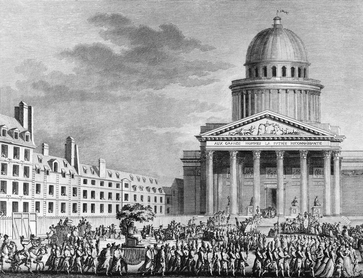 Revolução Francesa: Apotheose de Jean Jacques Rousseau (1712-1778), sua tradução para o Panteão a 11 de Outubro de 1794. Paris, Biblioteca do Instituto de História da Revolução de School French