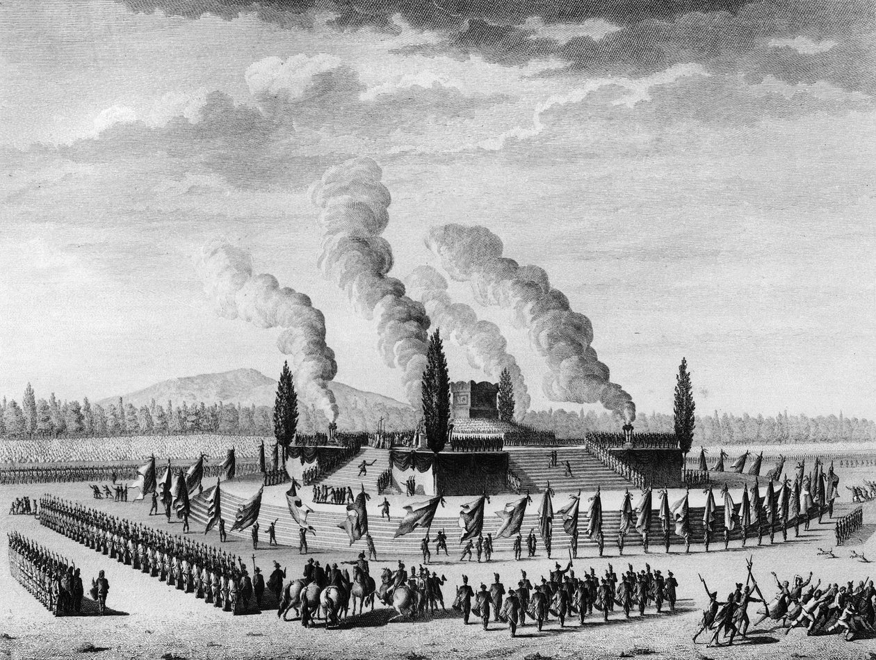 Revolução Francesa: Funebres em homenagem aos cidadãos que morreram em Nancy, em Setembro de 1790. Paris, Biblioteca do Instituto de História da Revolução de School French