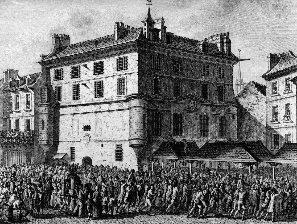 Revolução Francesa: O povo da guarda francesa da prisão da Abadia de Saint Germain des Pres em Paris, em 30 de junho de School French