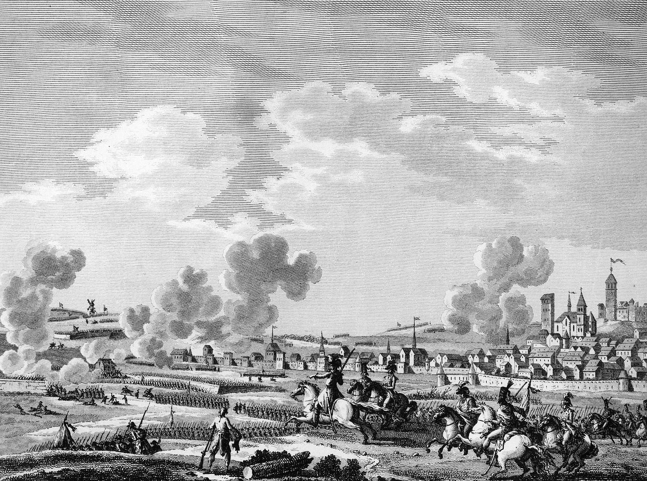 Revolução francesa e chegada das forças contra-revolucionárias: vitória dos revolucionários franceses em Jemmapes em 6 de novembro de 1792 sobre o exército austríaco na Bélgica. Paris, Biblioteca do Instituto de História da Revolução de School French