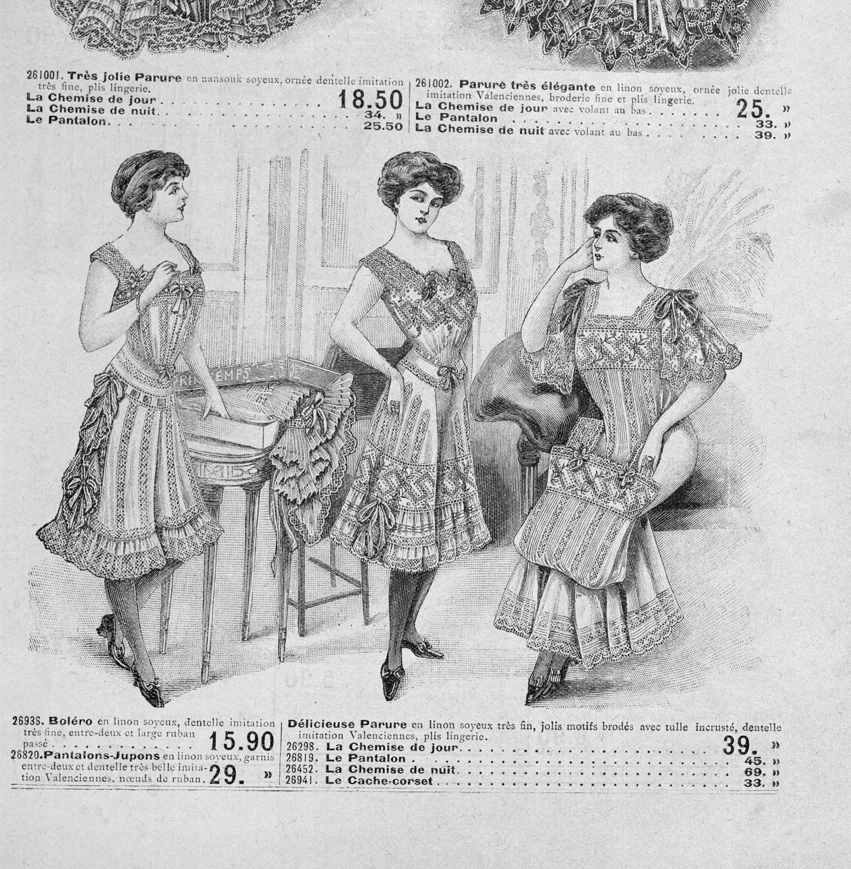 Catálogo de roupa íntima francesa c.1900 de School French