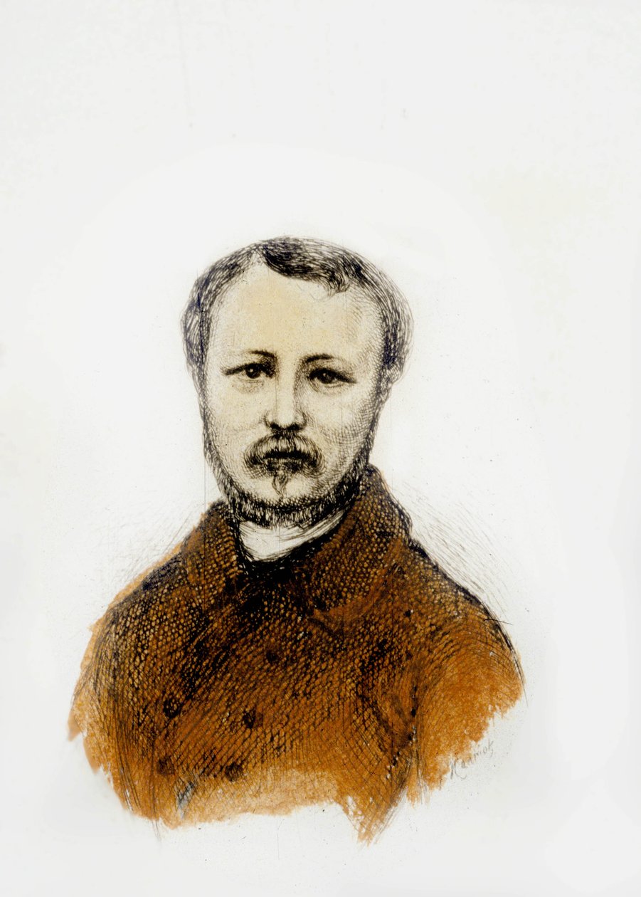 Gerard de Nerval (gravura a cores) de School French