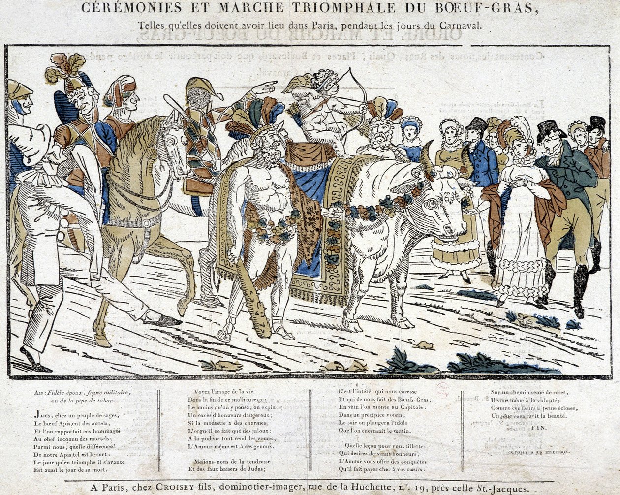 Cerimónia da carne de vaca de Carnaval em Paris de School French