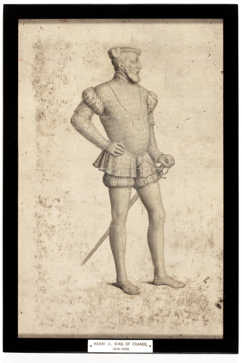 Henri II, Rei de França (lápis e aguarela sobre papel) de School French