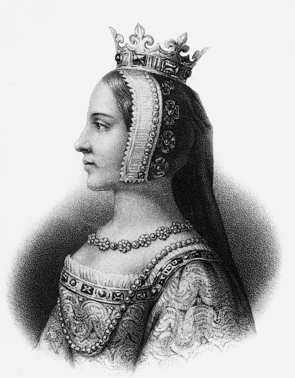Jeanne de Boulogne, bisneta de Robert V, Conde de Auvergne (gravura) de School French
