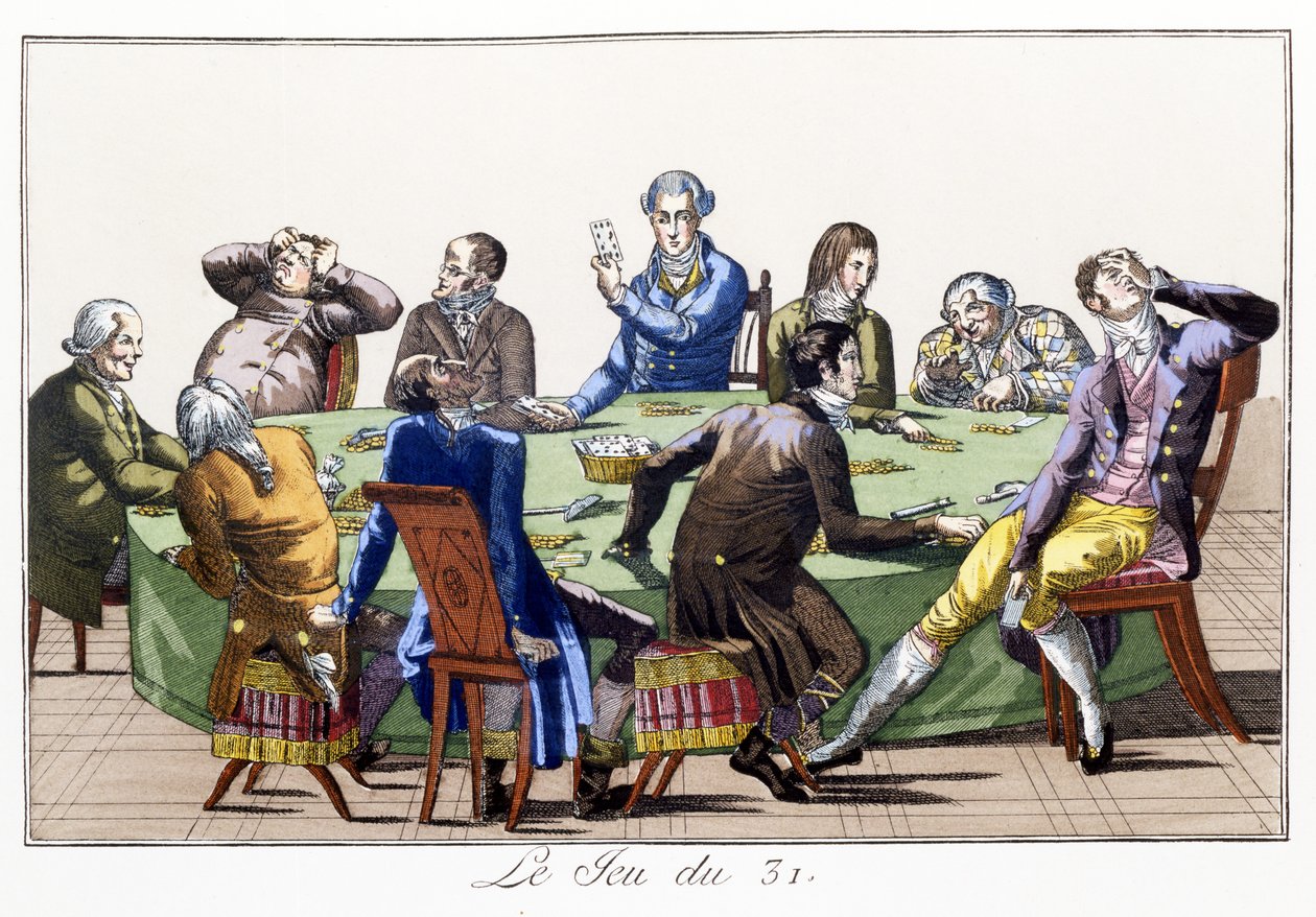 O Jogo dos 31 (aquatint colorido à mão) de School French