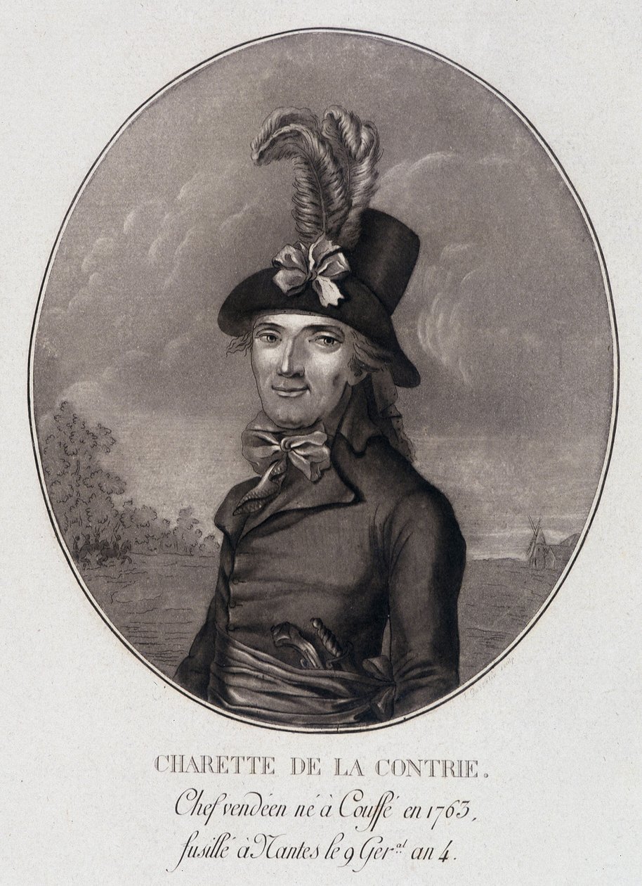 Retrato medalhão de François Athanase (François-Athanase) Charette de la Contrie, líder de Vendéen de School French