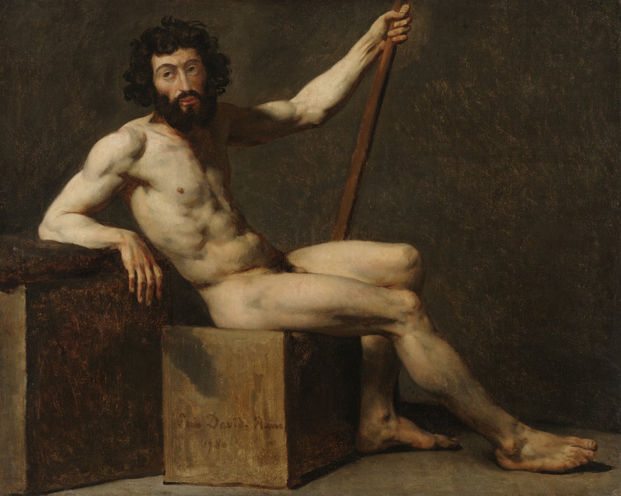 Nude Study, final do século 18 e início do século 19 (óleo sobre tela) de School French