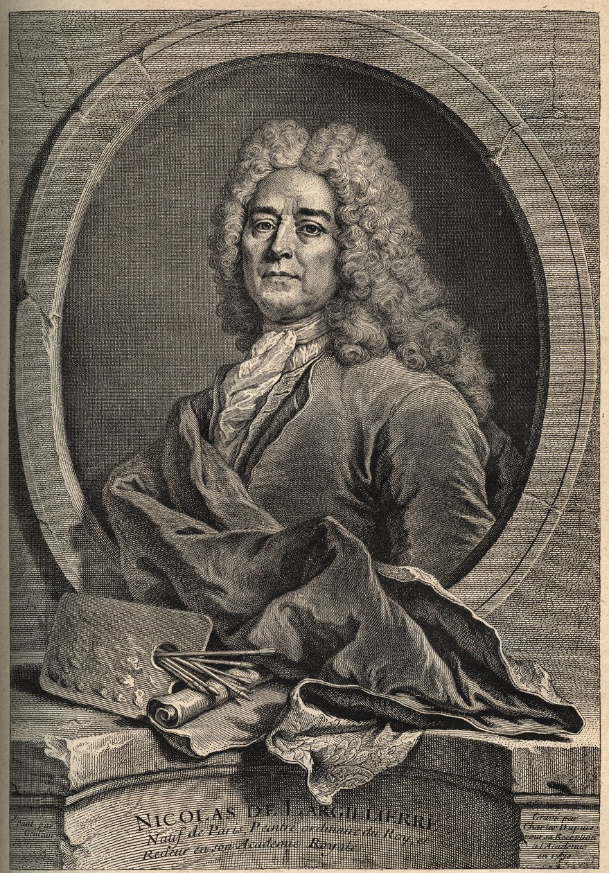 Retrato de Nicolas de Largillierre (Largillier) (1656-1746) Pintor francês gravado por Dupuis após a pintura de Gueuslain de School French