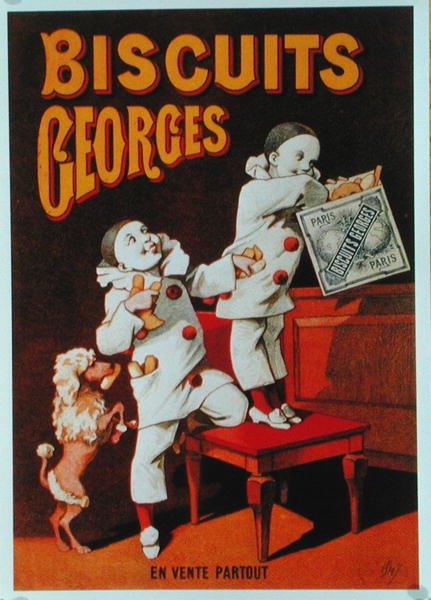 Cartaz publicitário de bolachas "Georges" (cor litho) de School French