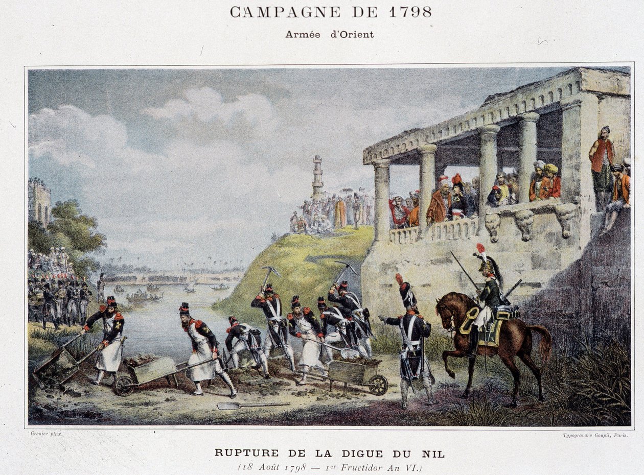 Ruptura da barragem do Nilo - em "Victoires et Conquêtes des Armees Francaises", Paris, n.d. de School French