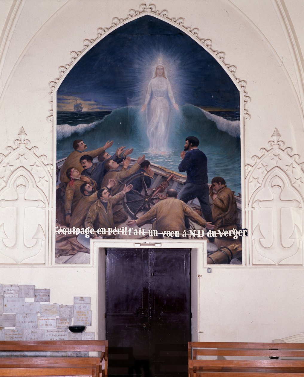 A tripulação em risco deseja N.D. du Orchard - ex-voto de Notre Dame de Orger, Cancale de School French