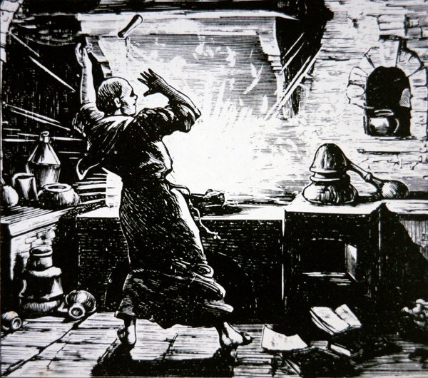Berthold Schwarz, também conhecido como "Black Berthold" (xilogravura) de School German